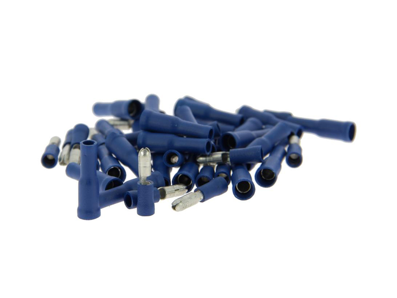XLTECH kit 50 cosses rondes 25 mâles 4mm 25 femelles 4mm isolées 1-2,5mm2 bleu