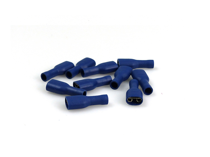 XLTECH 10 cosses plates femelles gainées bleu 6,35mm section 1-2,5mm2