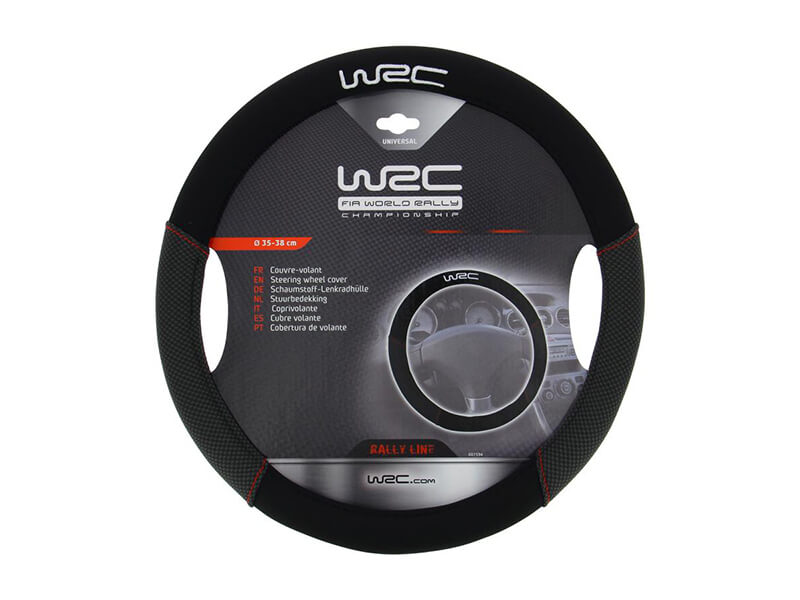 WRC couvre-volant universel noir imprimé carbone surpiqûre rouge style racing