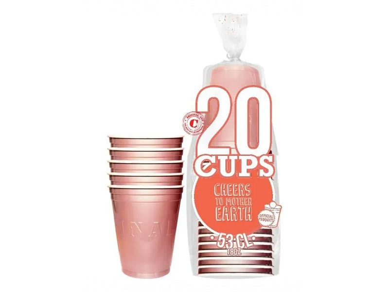 Beer Cup Plastique Réutilisable Rose Gold 53cL