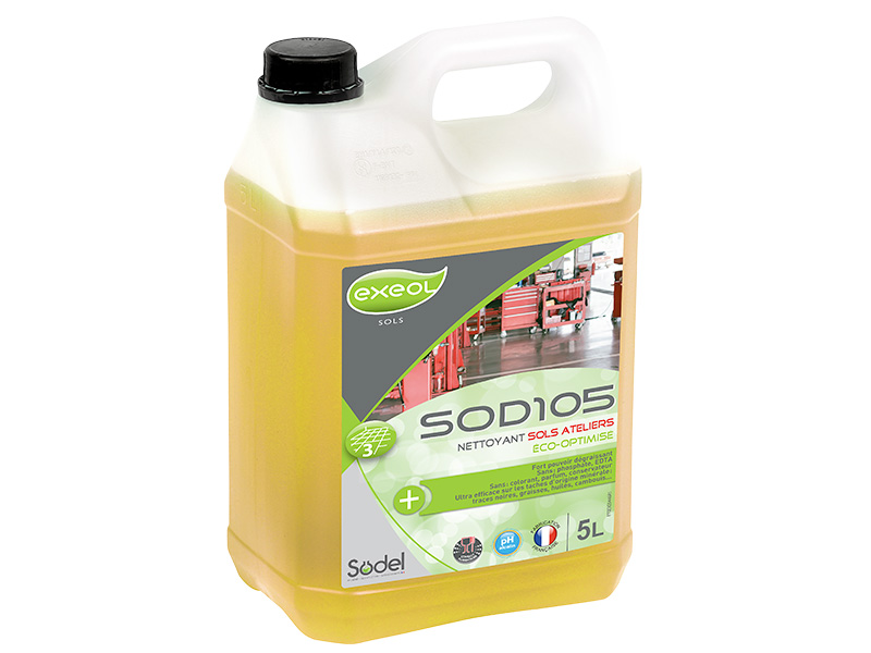 SOD 105 Eco-Optimisé - Nettoyant sols ateliers 5L - SODEL