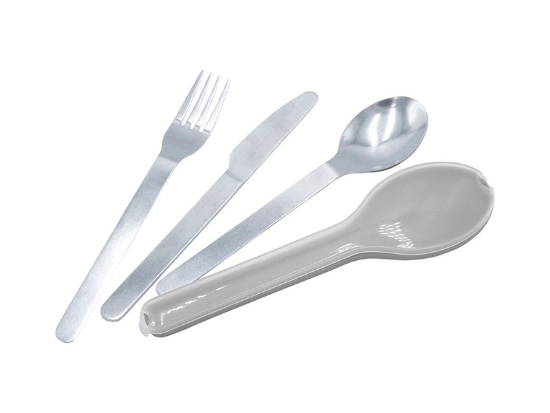 LOT COUVERTS INOX AVEC ETUI DE TRANSPORT - Fourchette, Couteau, Cuillère - PUBLI EMBAL