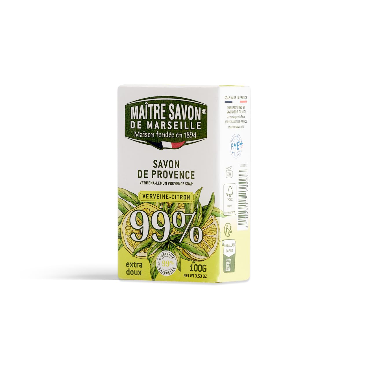 SAVON MARSEILLE 100G - Verveine Citron - COMPAGNIE DU MIDI