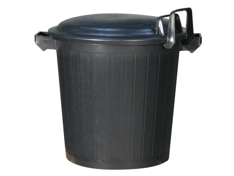 Poubelle d`immeuble noire 80L avec couvercle verrouillable   