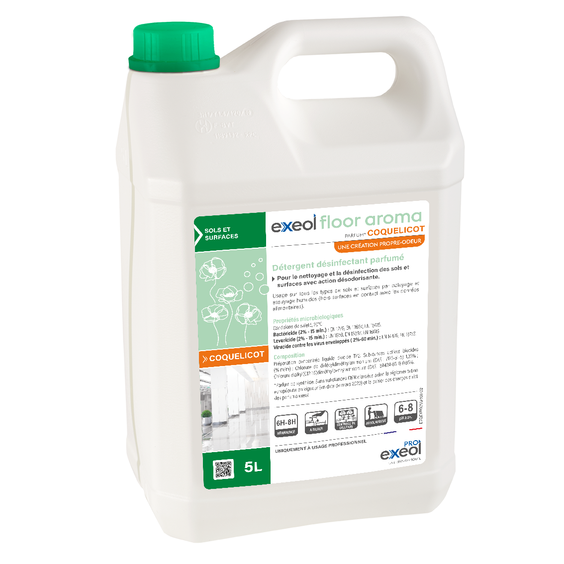 Détergent désinfectant parfumé COQUELICOT 5L