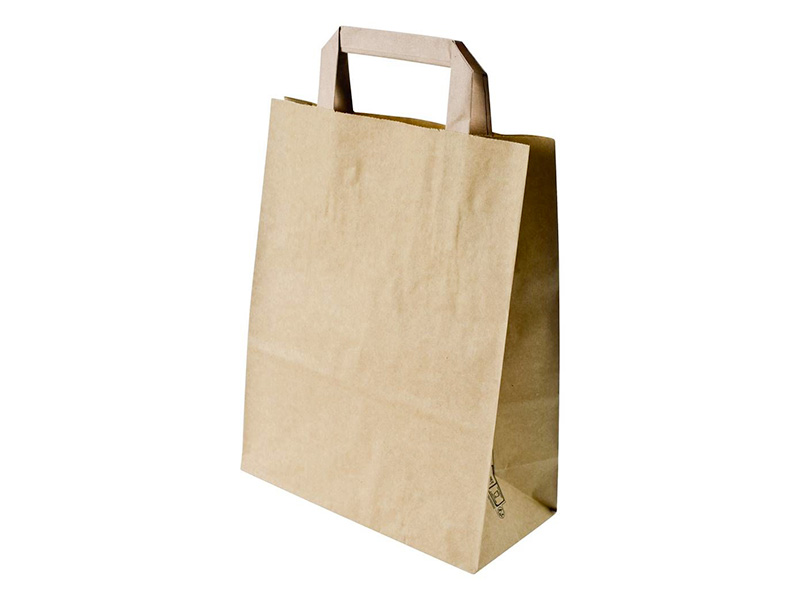 SACS CABAS AVEC POINGNEES PLATES KRAFT X50 - 26X14X33cm - PUBLI EMBAL