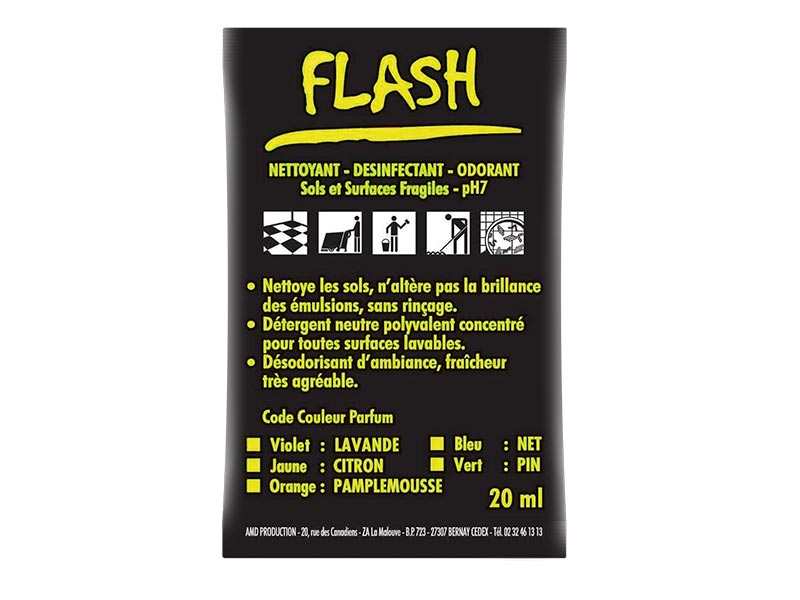 Détergent Désinfectant Flash Citron 20mL X250 Doses