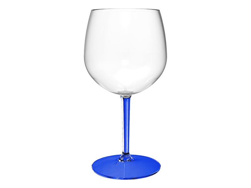 Verre Balloon Réutilisable Durable TT Pied Bleu 580ml - Goldplast