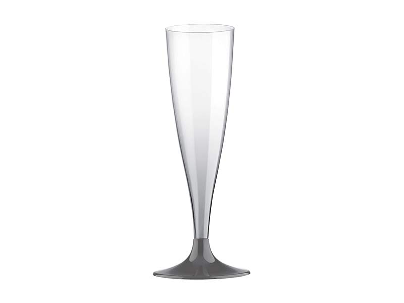 Flute à Champagne Minéral Plastique Réutilisable Premium Gris Anthracite 140cc X6