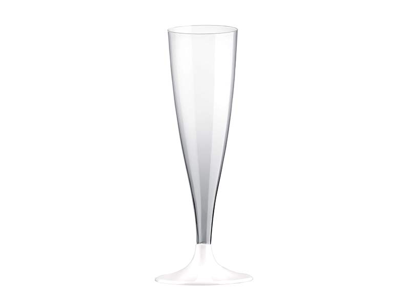 Flute à Champagne Minéral Plastique Réutilisable Premium Blanc 140cc X6