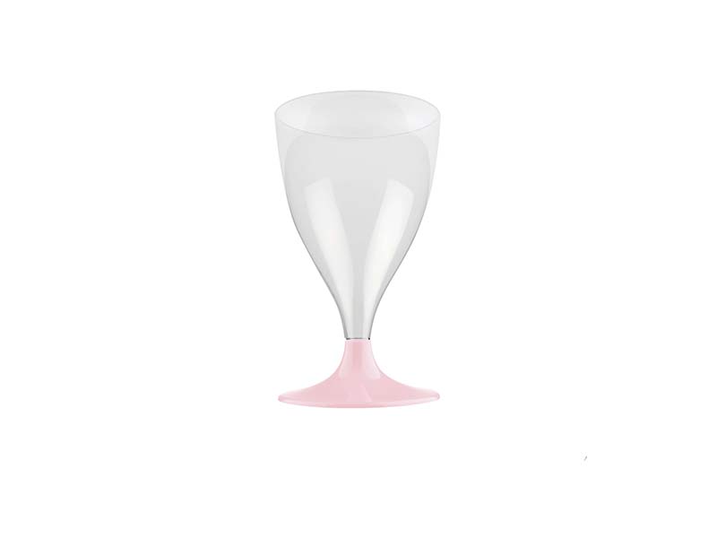 Verre à Vin Minéral Plastique Réutilisable Premium Rose Pastel 200cc X6