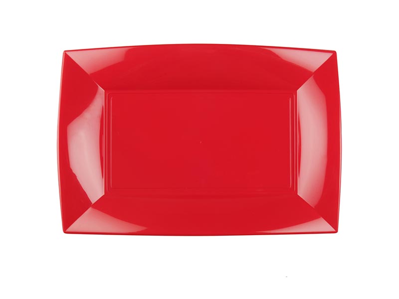  ASSIETTES Nice Rectangle Réutilisable Grand modèle X6 - Rouge - GOLD PLAST 