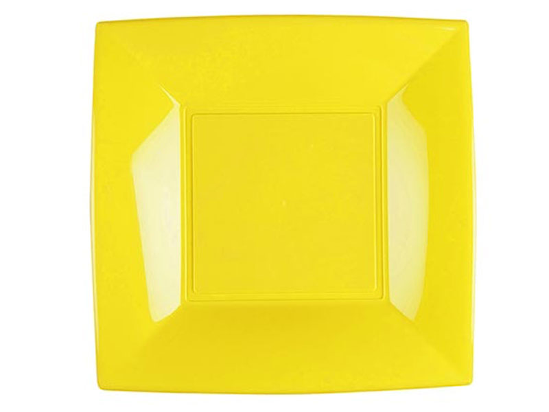 ASSIETTE Nice Grande Réutilisable X12 -Jaune - GOLD PLAST 