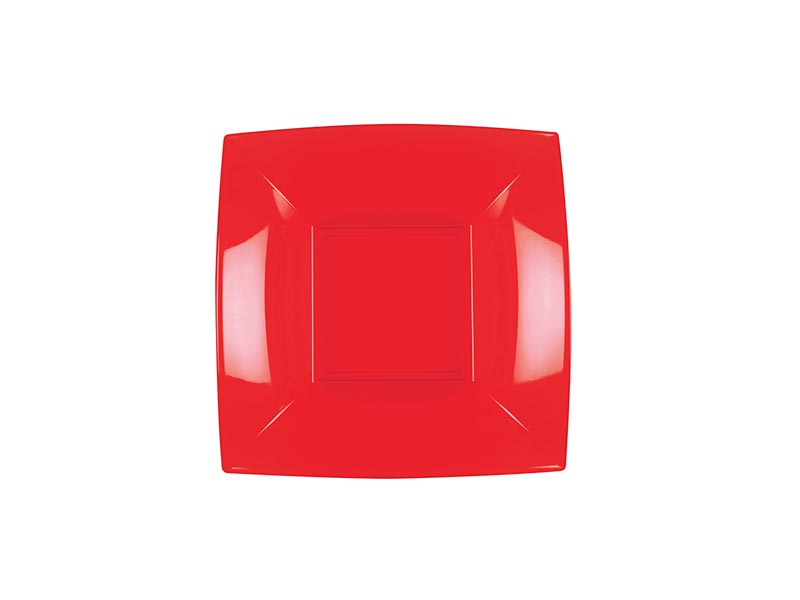 ASSIETTES Nice Creuse Réutilisable X8 - Rouge - GOLD PLAST