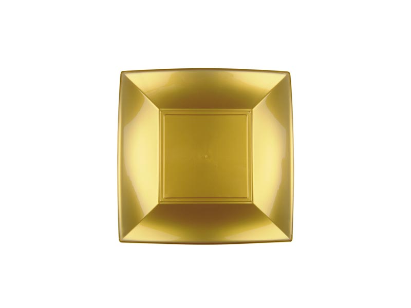 ASSIETTES Nice Dessert Réutilisable X6 - Or - GOLD PLAST  