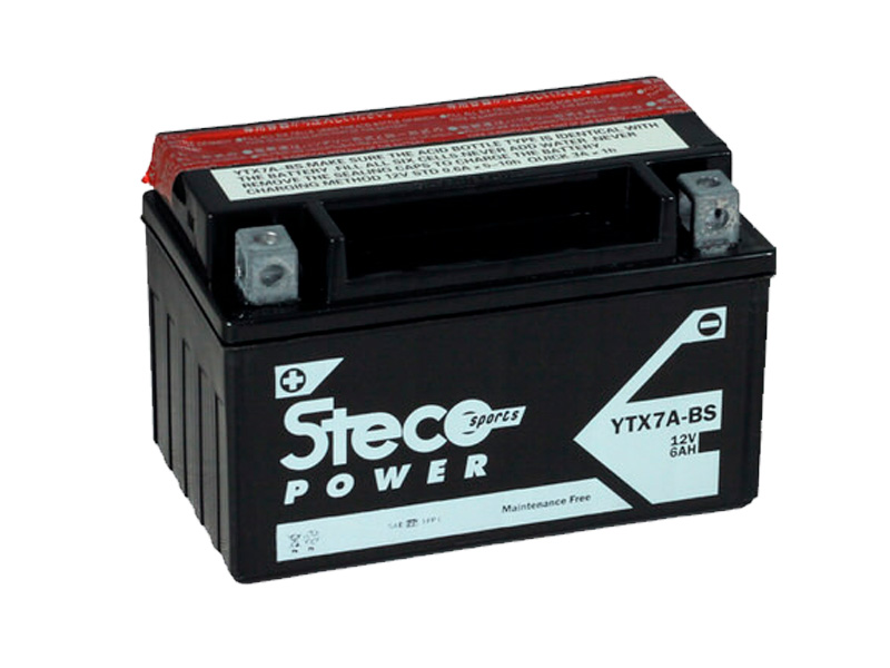 Batterie moto 12V 6Ah 90A YTX7A-BS STECO