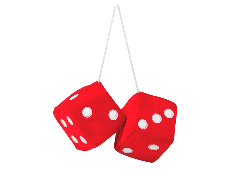 Dés Peluche à Suspendre Rouge X2 6X6cm