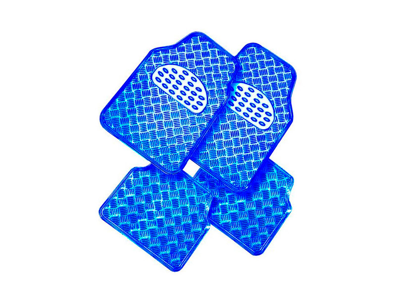 Jeu de 4 tapis ALU BLEU METALIC